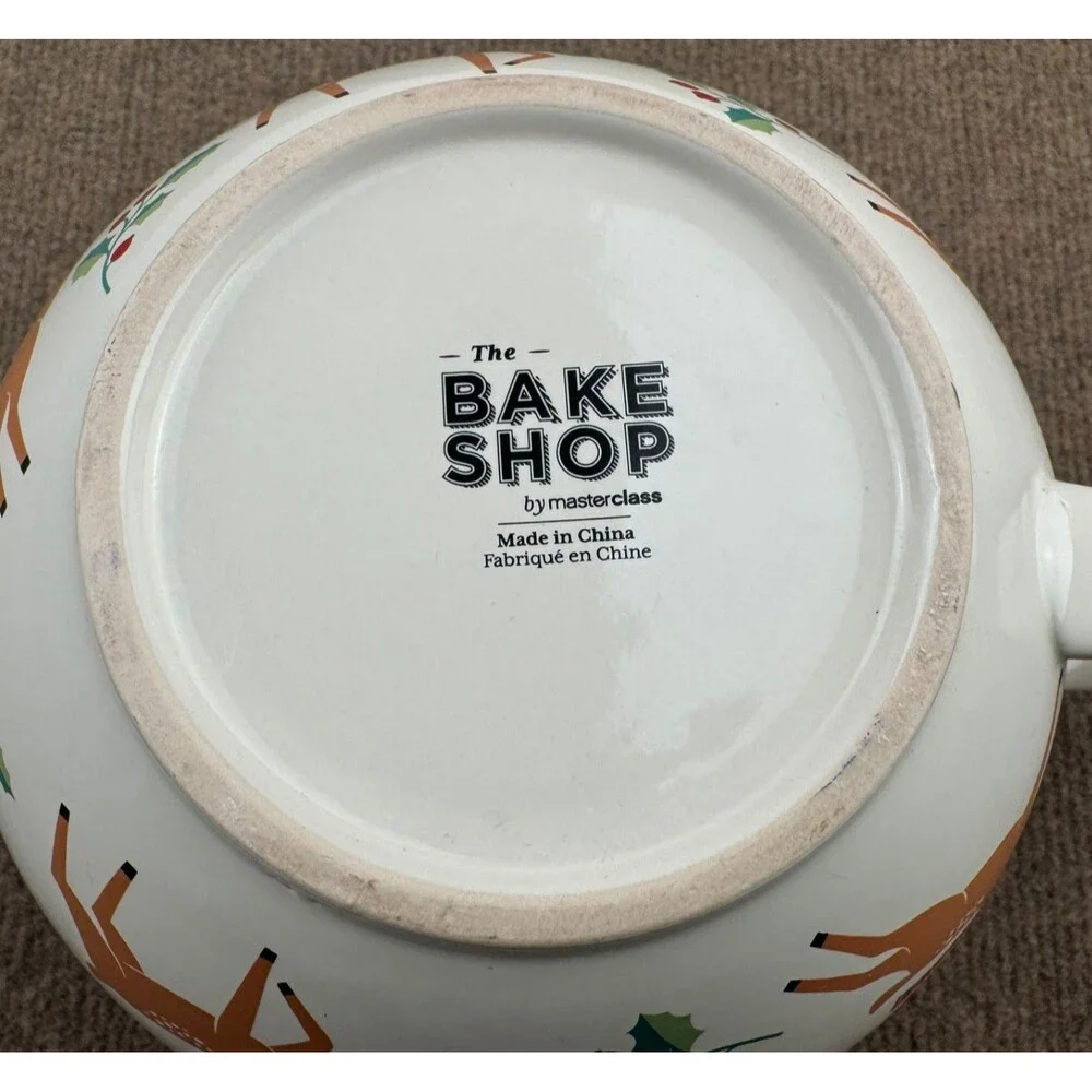 The Bakeshop By MasterClass Reindeer And Holy 3qt Ceramic Mixing Bowl W/Handle